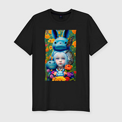 Футболка slim-fit Мой сосед Тоторо - нейросеть, цвет: черный