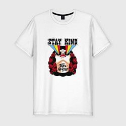 Футболка slim-fit Stay kind take no shit, цвет: белый