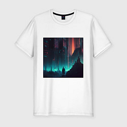 Мужская slim-футболка Ночной город будущего