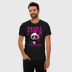 Футболка slim-fit Панда и розовые очки, цвет: черный — фото 2
