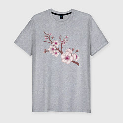 Футболка slim-fit Ветка сакуры - весна - Япония, цвет: меланж