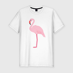 Футболка slim-fit Фламинго розовый, цвет: белый