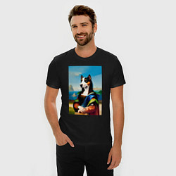Футболка slim-fit A dog named Gioconda - humorous art, цвет: черный — фото 2