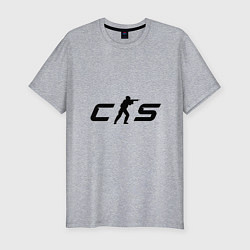 Мужская slim-футболка Counter strike 2 новый логотип черный