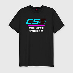 Футболка slim-fit Символ Counter Strike 2 в неоновых цветах, цвет: черный