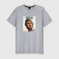 Футболка slim-fit Nirvana Оуэн Уилсон пародия, цвет: меланж