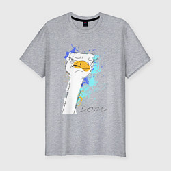 Мужская slim-футболка Злобный страус: soon
