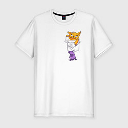 Мужская slim-футболка Карманный кот