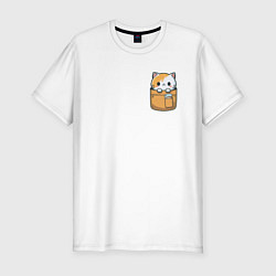 Мужская slim-футболка Карманный друг - котёнок