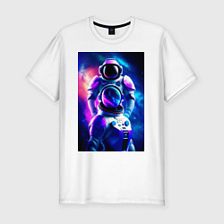 Мужская slim-футболка Космический герой