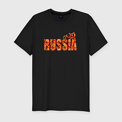Футболка slim-fit Russia: в стиле хохлома, цвет: черный