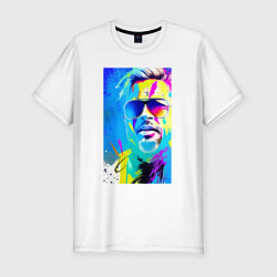 Футболка slim-fit Brad Pitt - sketch - pop art, цвет: белый