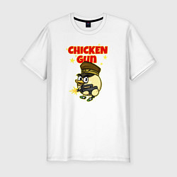 Футболка slim-fit Chicken Gun - игра, цвет: белый