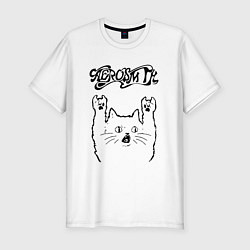 Футболка slim-fit Aerosmith - rock cat, цвет: белый