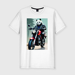 Футболка slim-fit Panda - cool biker, цвет: белый