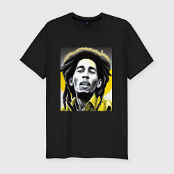 Мужская slim-футболка Bob Marley Digital Art