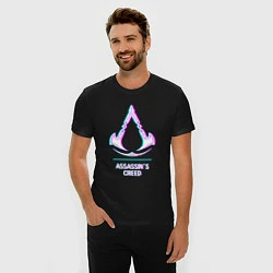 Футболка slim-fit Assassins Creed в стиле glitch и баги графики, цвет: черный — фото 2