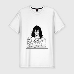 Мужская slim-футболка Айзава с котиком