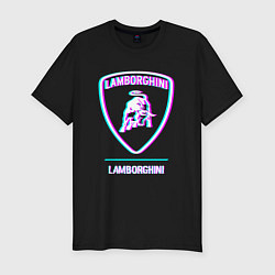 Футболка slim-fit Значок Lamborghini в стиле glitch, цвет: черный