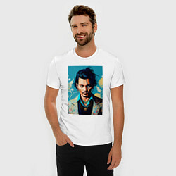 Футболка slim-fit Джонни Депп - суровый взгляд, цвет: белый — фото 2