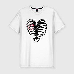 Футболка slim-fit Black ribs with a heart inside, цвет: белый