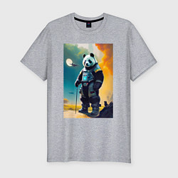 Мужская slim-футболка Cool panda - cyberpunk - neural network