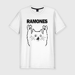 Мужская slim-футболка Ramones - rock cat