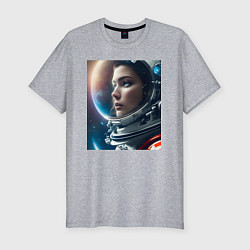 Мужская slim-футболка Взгляд в космос астронафта