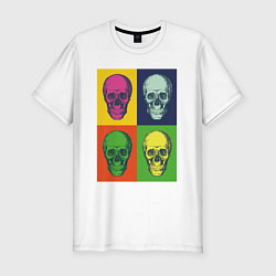 Футболка slim-fit Psychedelic skulls, цвет: белый