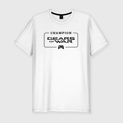 Футболка slim-fit Gears of War gaming champion: рамка с лого и джойс, цвет: белый