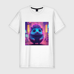 Мужская slim-футболка Неоновый ежик