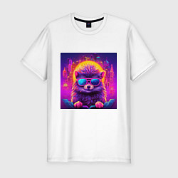 Мужская slim-футболка Неоновый ежик в очках
