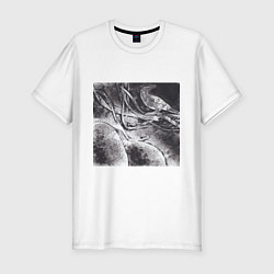 Футболка slim-fit Графика: ворон, цвет: белый