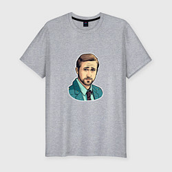 Футболка slim-fit Райан Гослинг арт, цвет: меланж