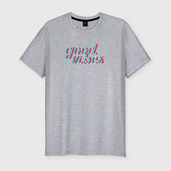 Мужская slim-футболка Good vibes в стиле неон