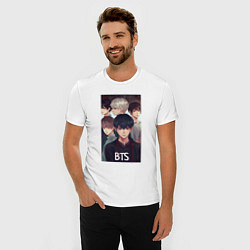 Футболка slim-fit Bts рисунок, цвет: белый — фото 2