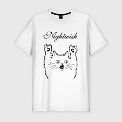 Футболка slim-fit Nightwish - rock cat, цвет: белый