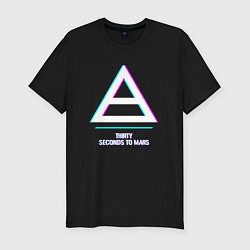 Футболка slim-fit Thirty Seconds to Mars glitch rock, цвет: черный