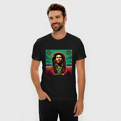 Футболка slim-fit Digital Art Bob Marley in the field, цвет: черный — фото 2