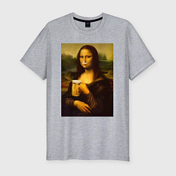 Футболка slim-fit Мона Лиза с пивом, цвет: меланж