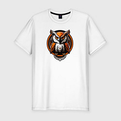 Мужская slim-футболка Оранжевая сова