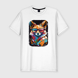 Мужская slim-футболка Abstract Colorful Fox