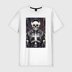 Футболка slim-fit Cyber-skull - neural network, цвет: белый