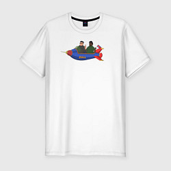 Футболка slim-fit Ким Чен Ын и Биг Смоук, цвет: белый