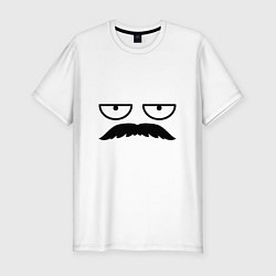 Мужская slim-футболка Эмодзи Рон Свонсон с усами