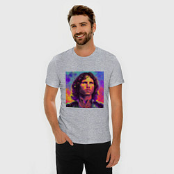 Футболка slim-fit Jim Morrison Strange colors Art, цвет: меланж — фото 2