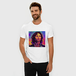 Футболка slim-fit Jim Morrison Strange colors Art, цвет: белый — фото 2