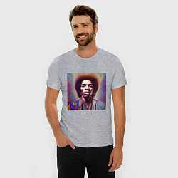 Футболка slim-fit Jimi Hendrix digital glitch art, цвет: меланж — фото 2