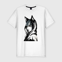 Мужская slim-футболка Молодая волчица - нейросеть