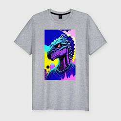 Футболка slim-fit Funny dinosaur - fantasy - neural network, цвет: меланж